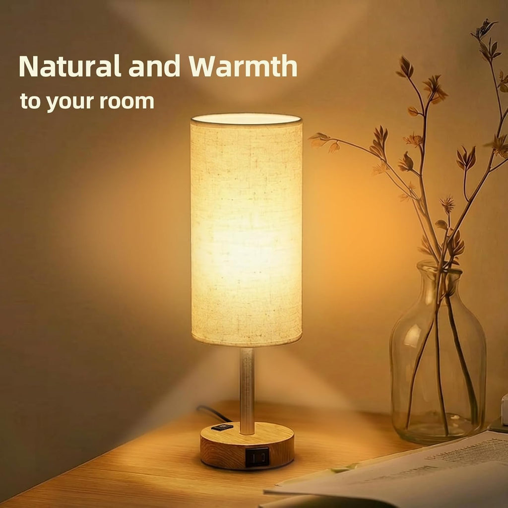 Professional Touch Control Table Lamp for Bedroom with AC Outlet and USB A+C Ports